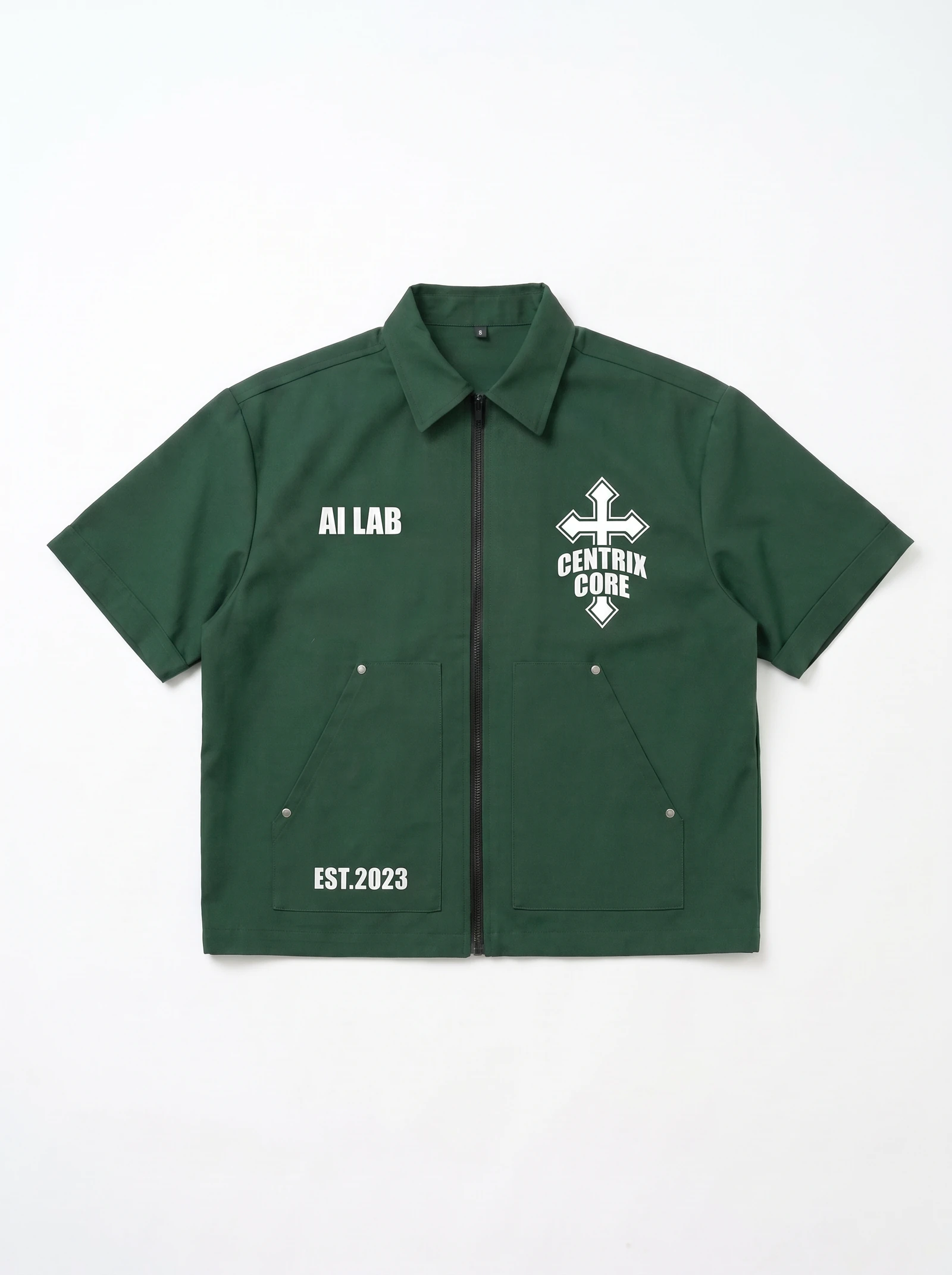 Sobrecamisa Verde Bosque: detalle de la prenda, tejido y acabados, fotografía de producto (1 de 9) — Centrix Core