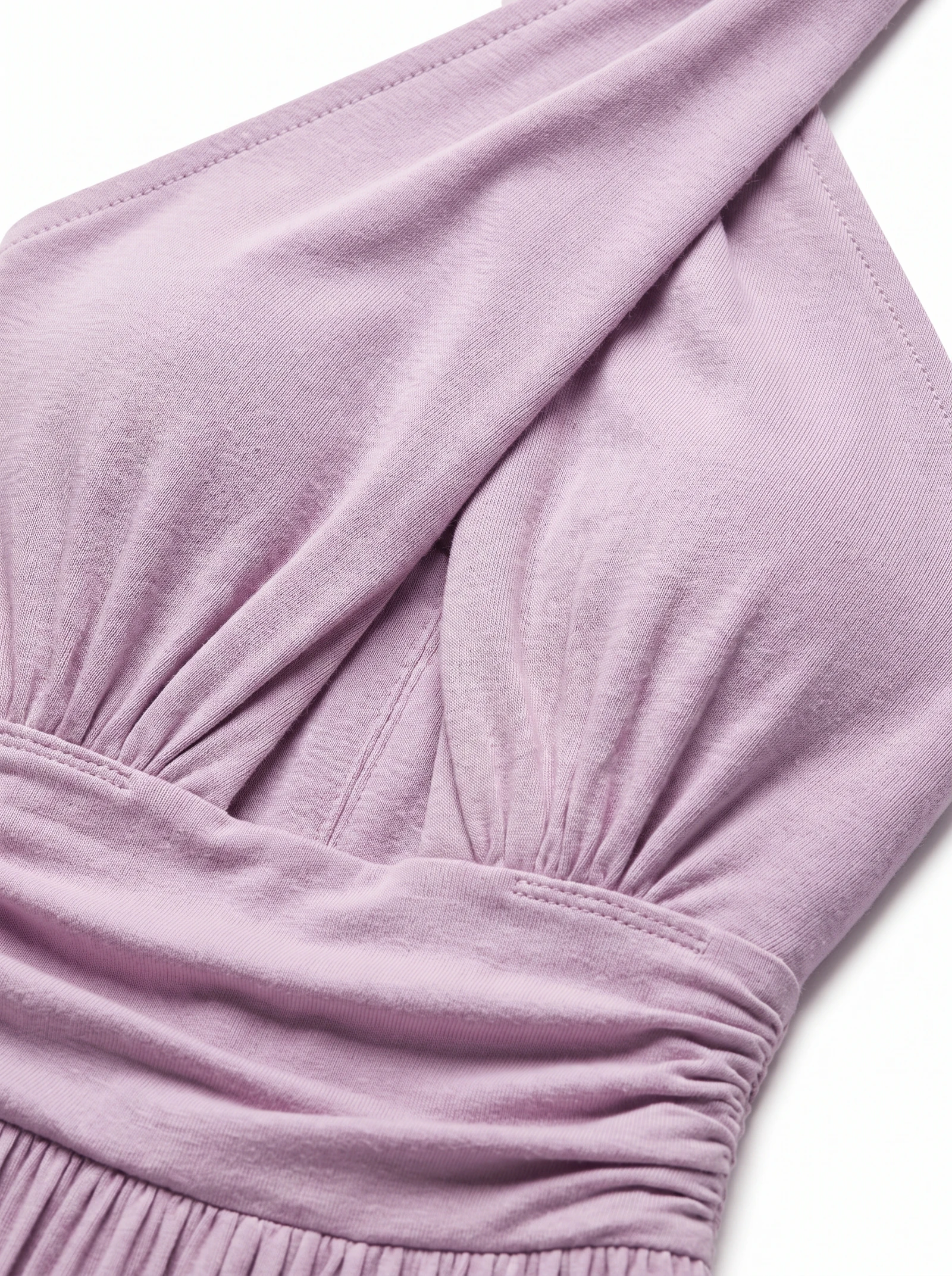 Halter Lila: detalle de la prenda, tejido y acabados, fotografía de producto (3 de 3) — Centrix Core